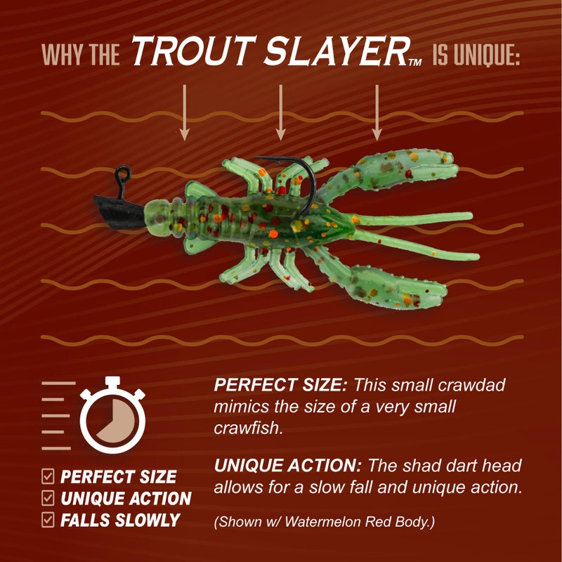 Trout Magnet Trout Slayer 28 Piece Fishing Kit, Includes 20 Crawdad Bodies and 8 Size 6 Long Shank Hooks, Great for Small Streams and Lakes, Catches All Species, White - Image 4